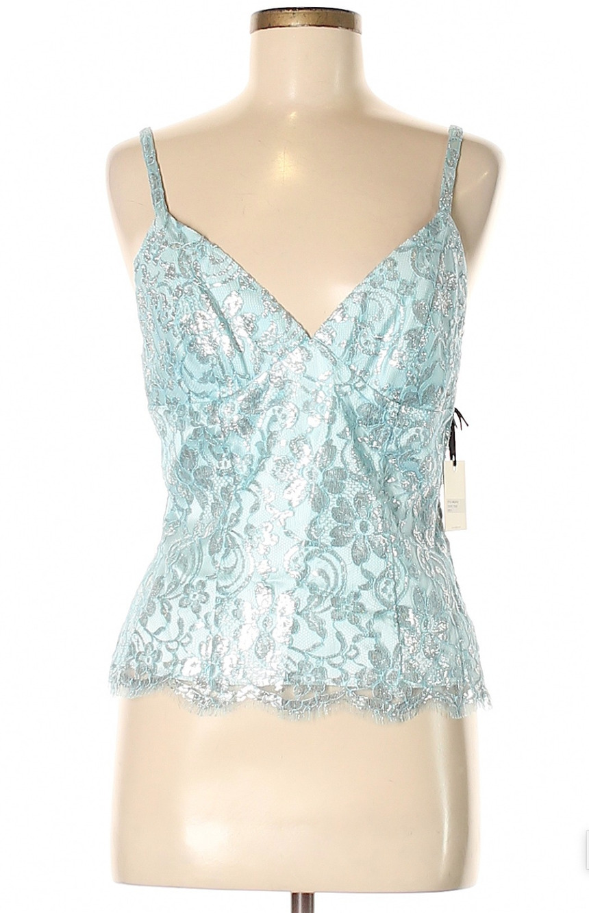 Milly VINTAGE 2000’s Silver Aqua Lace Cami Bodice Sleeveless 6 Tank S